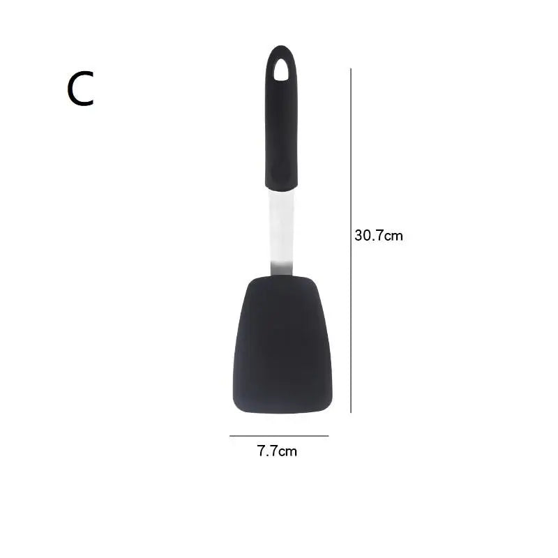 Frying Shovel Leaking Cooking Utensils Stainless Steel Silicone Qme C