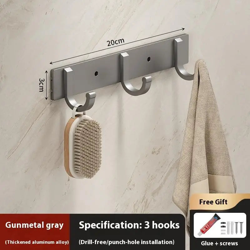 Metal Hook Strong Adhesive Wall Mounted Bathroom Without Punchkitchen Qme Gray 3hook