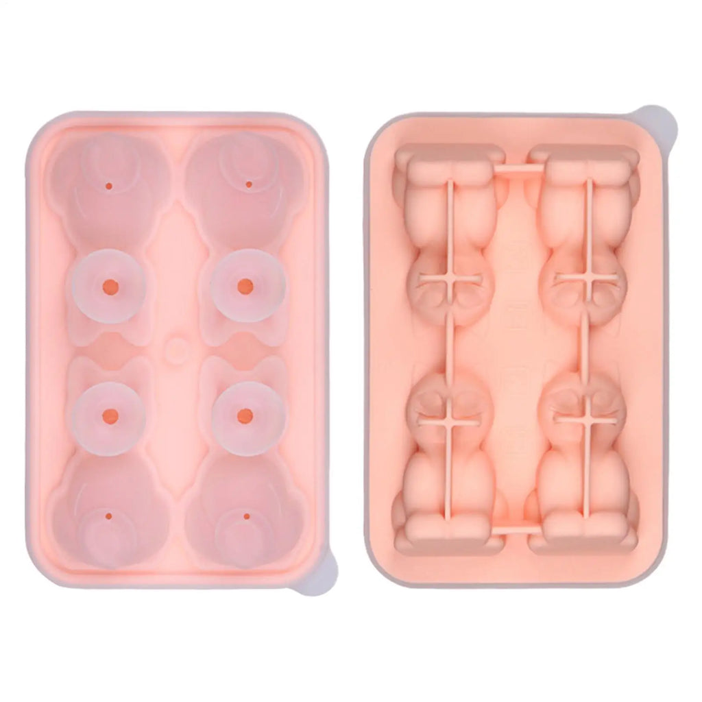 Silicone Ice Cubes Molds 4 Cavities 3D Cat Tray Cute Container Tools Qme CN