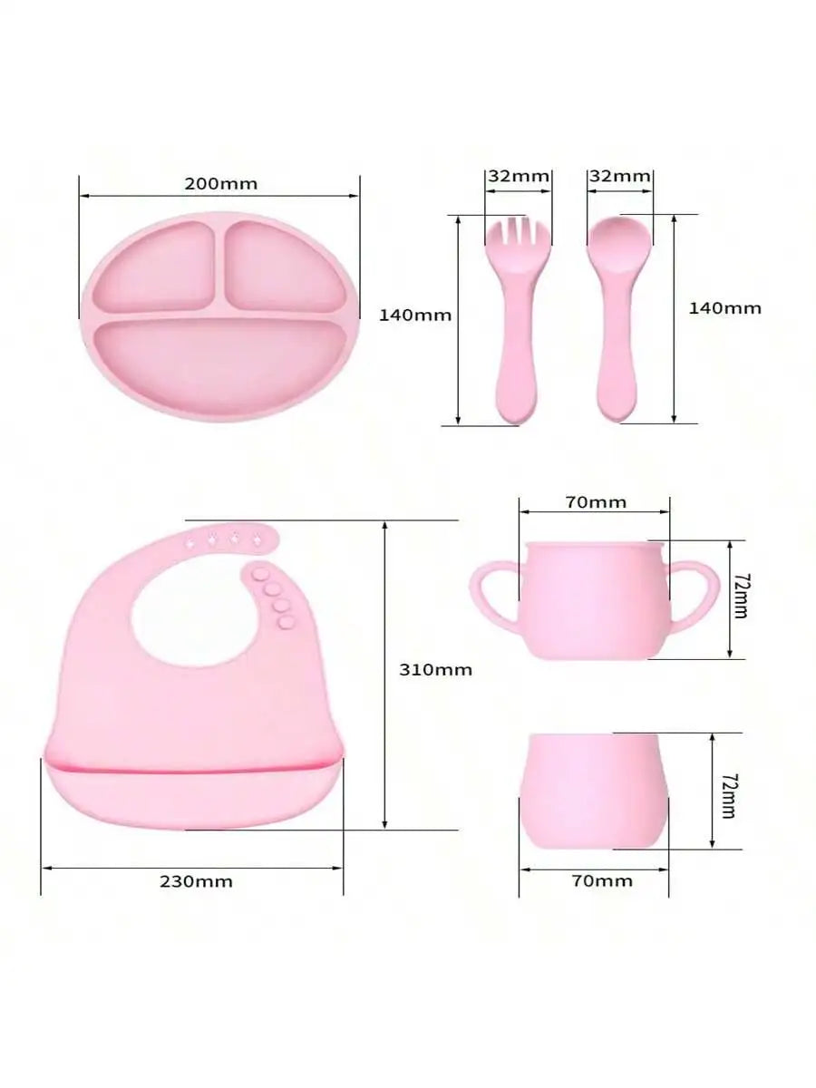 1 Round Dinner Plate Silicone Food Grade Feeding Tableware Drop-proof Qme
