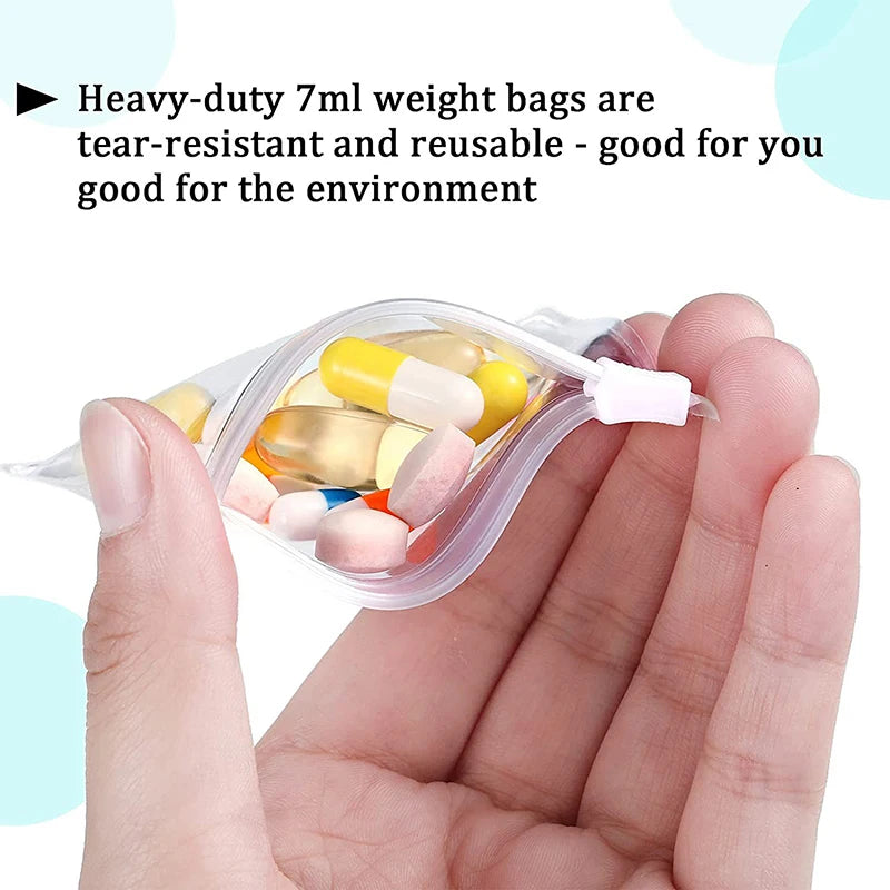H5PCS Reusable Clear Zippered Pill Pouches Self-sealing Medication Qme