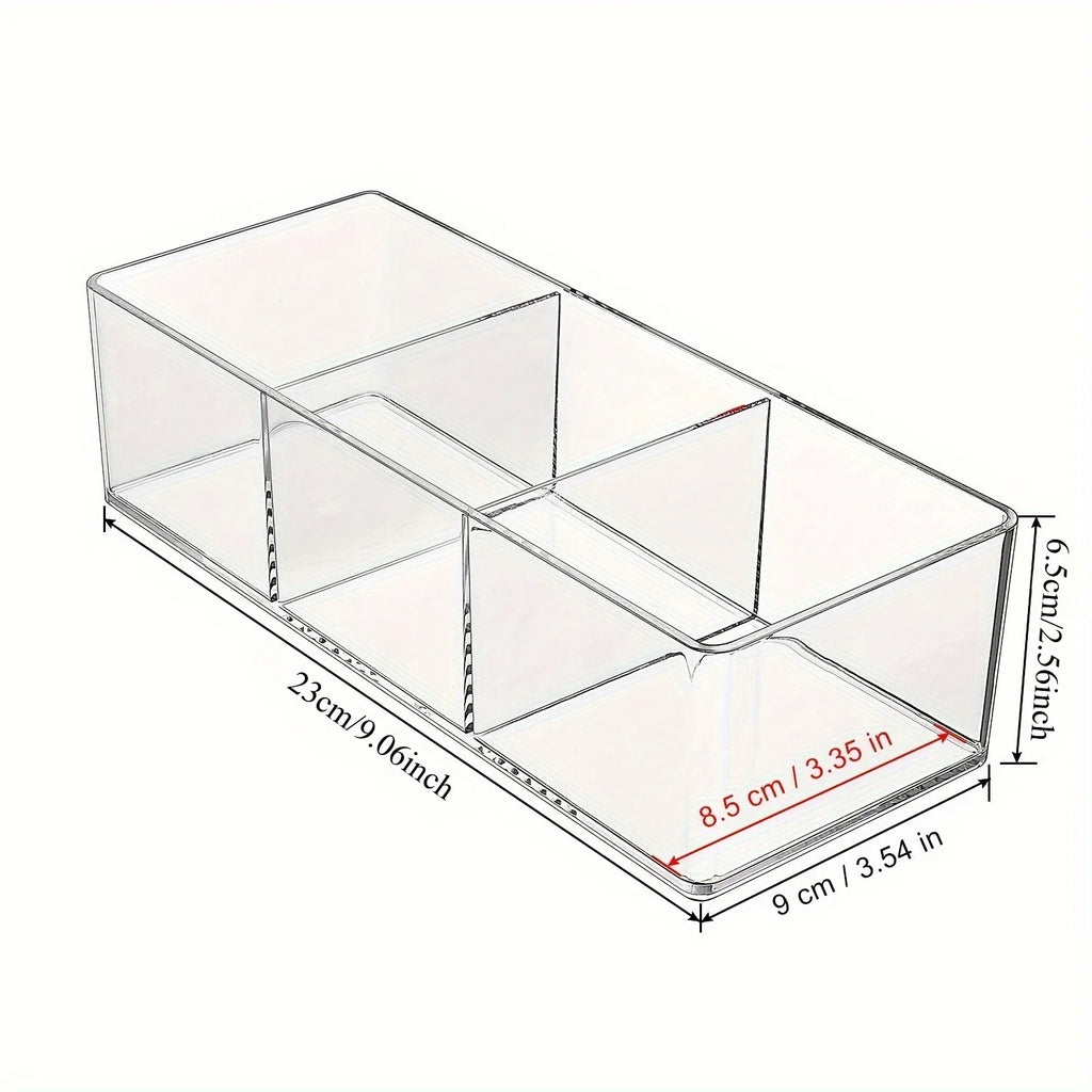 Three-compartment makeup storage box - Stackable makeup storage drawers, suitable for dressing tables, bathrooms and kitchen Qme