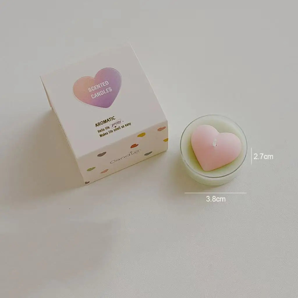 Tiny Heart Fragrance Candles Vibrant Scent Tealights Household Qme pink and green