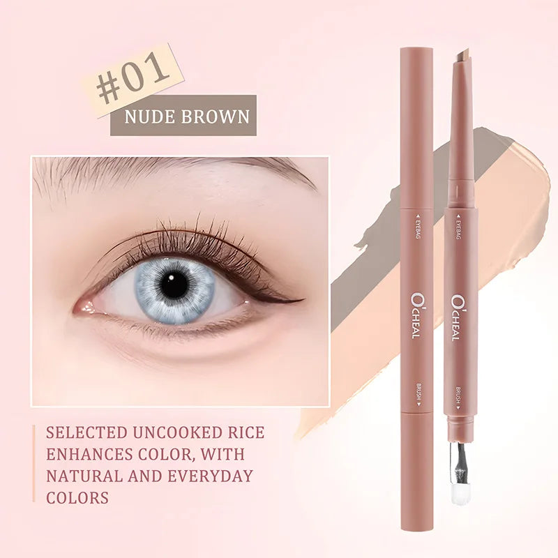 Double-ended Lying Silkworm Pen Natural Matte Shimmer Highlighter Qme 01Nude Brown