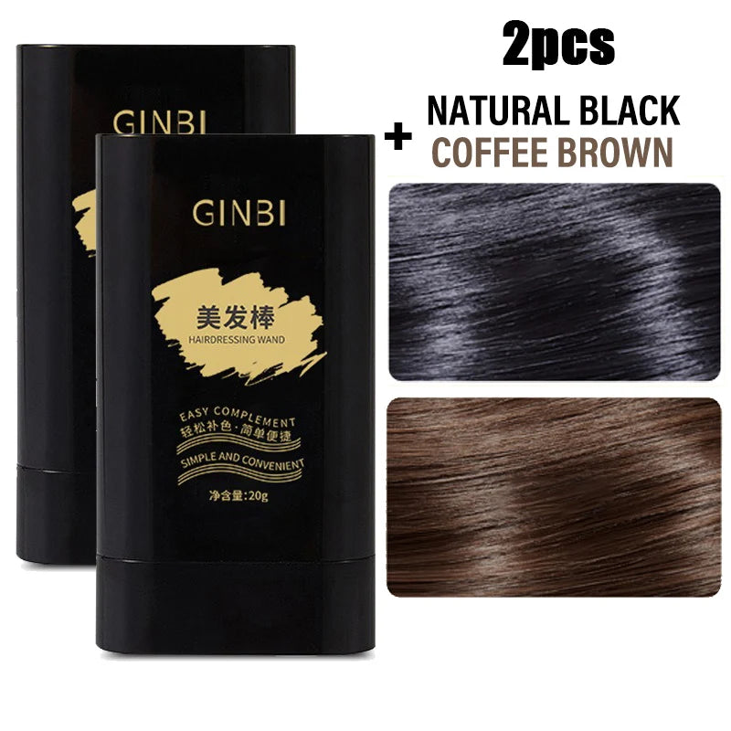 Temporary Hair Color Stick with Comb Natural Gray Coverage Black Brown Hair Root Touch Up Stick Portable Hair Color Non Greasy Qme 01 and 02
