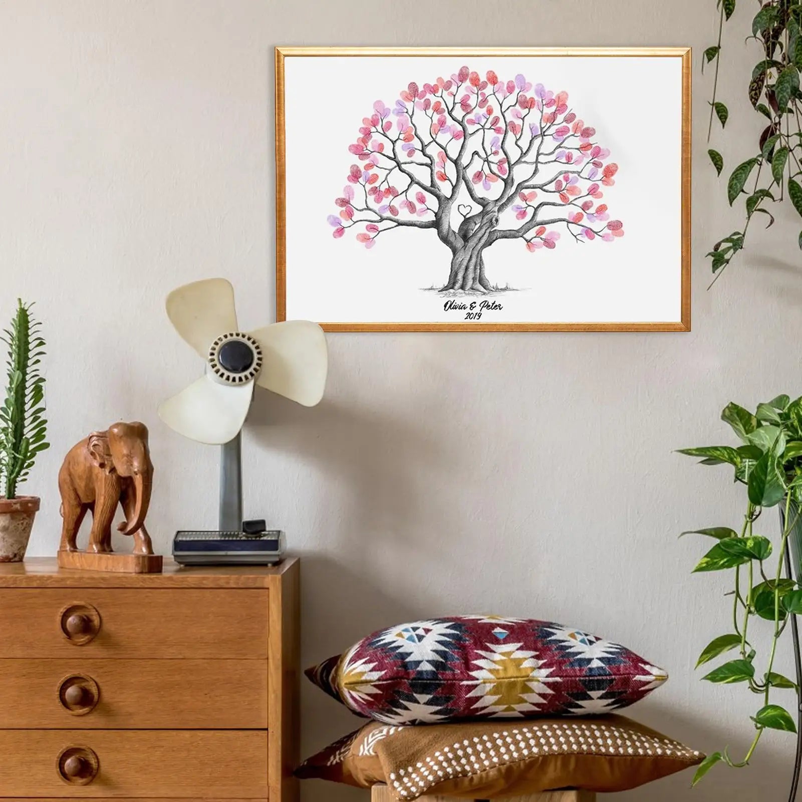 Fingerprint Tree Canvas Wedding Decorative Guest Book Creative Qme