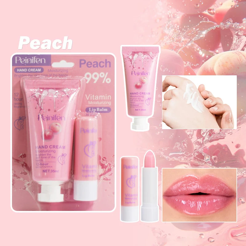 Hand Lip Care Containing Natural Ingredients Vitamin E Nourishes Skin Qme peach