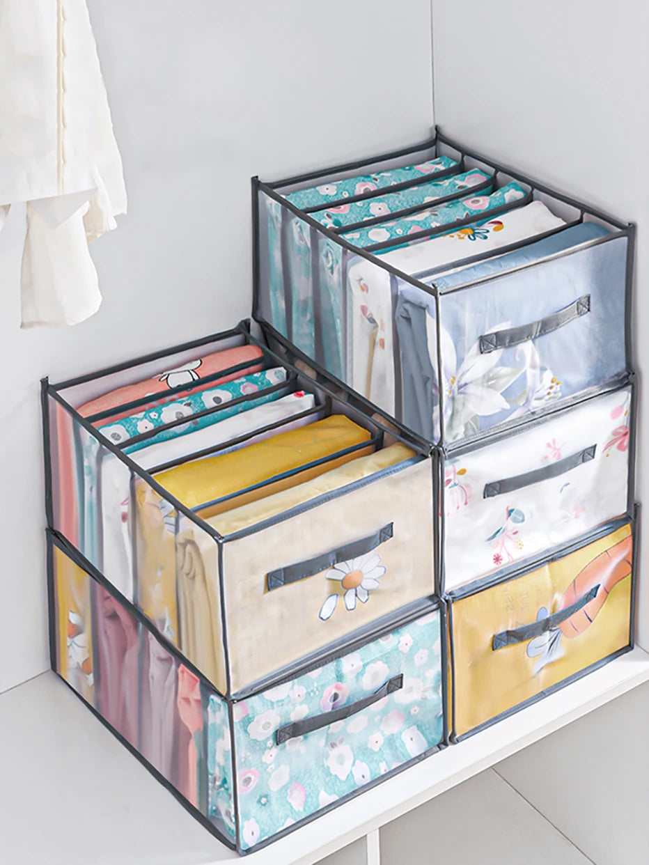 Large Capacity Quilt Cover Storage 5 Grids Bed Sheet Down Jacket Bath Towel Organizer Mesh Compartment Space Save Storage Box Qme