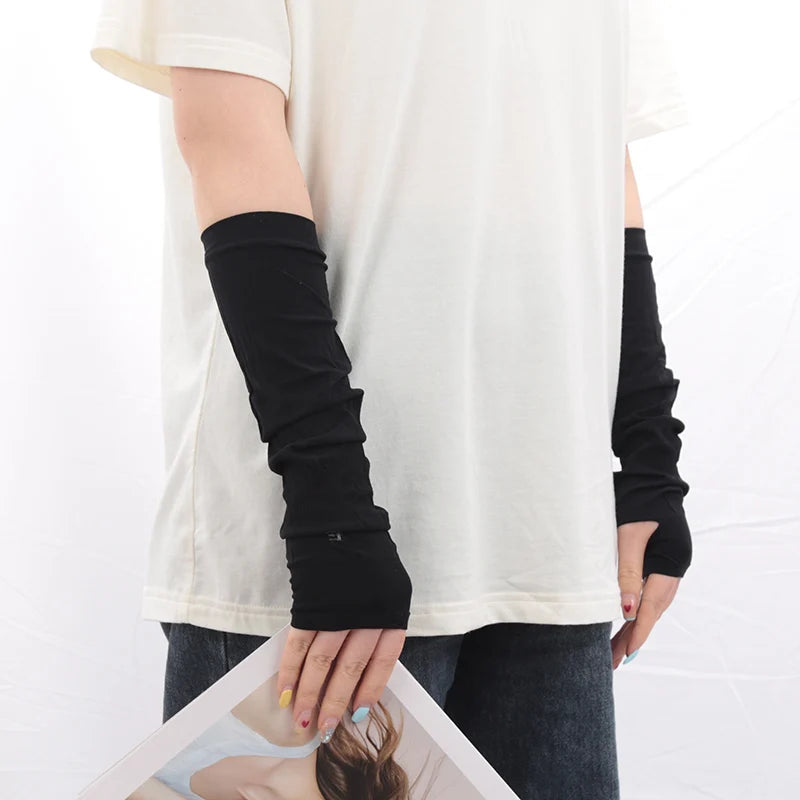Y2k Goth Lolita Anime Thin Solid Gloves JK Kawaii Girl Mitten Ice Qme