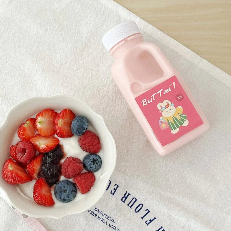 Transparent Kids Water Bottle Plastic Juice PET Milk Beverage Lid Qme