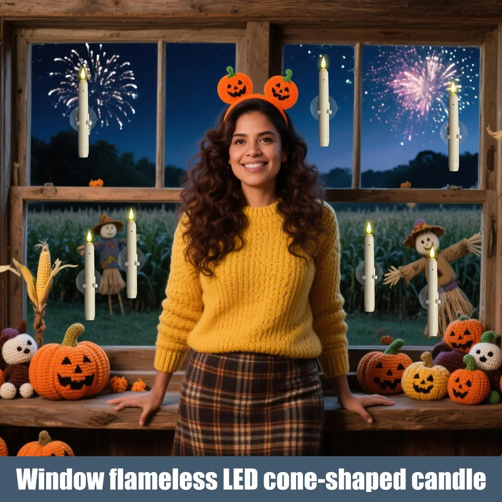 Candles Window LED Fake 7-inch Flameless Suction Lamp Sensor Indoor Qme