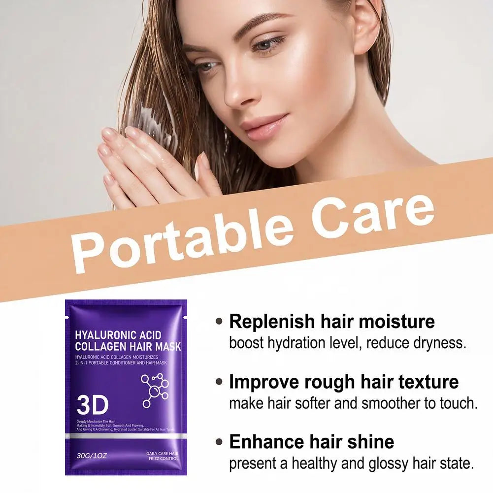 Portable Conditioner Hair Mask Hyaluronic Acid Collagen Bag Deep Qme
