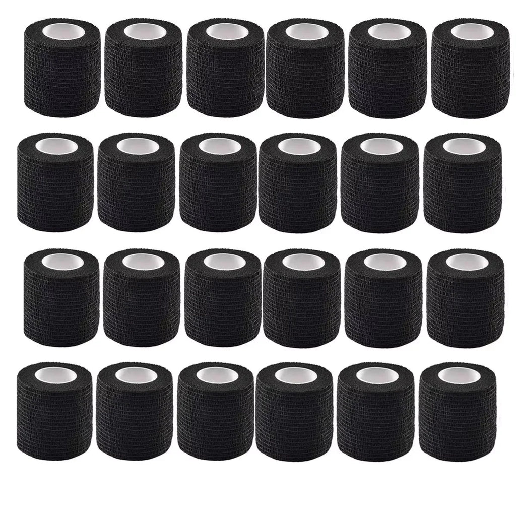24pcs Bandage Tape Self Adhesive Elastic Bandage Wrap Elastoplast for Knee Support Pads Finger Ankle Palm Shoulder tattoo Qme black 24pcs 5cmx4.5m