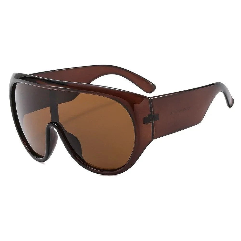 New Oversized Big Frame Sunglasses UV400 Protection Tea Color Square Sunglasses Vintage Punk Style Driving Shades Beach Qme Style C