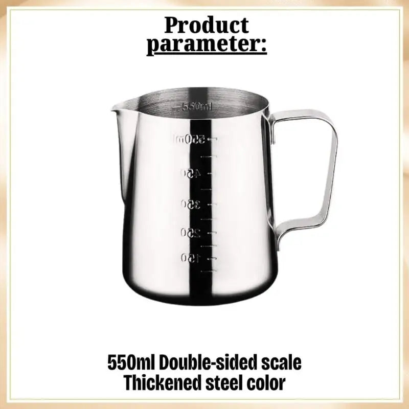 Stainless Steel Milk Frother Jug Coffee Frothing Latte Pitcher Qme Pitcher 550ml