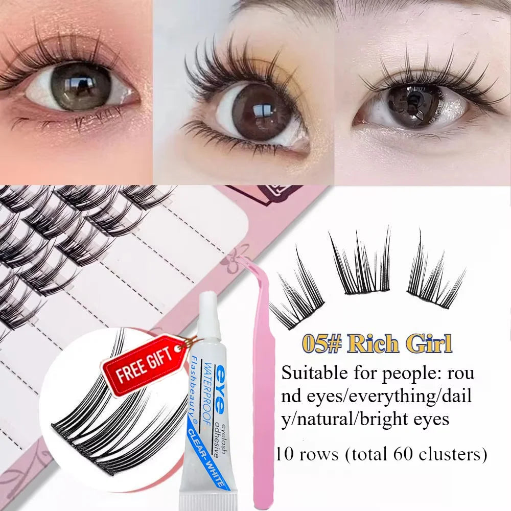 Buy1 Take 1 DIY 3D Cluster False Eyelashes Easy 3-Step Application Qme Rich daughter