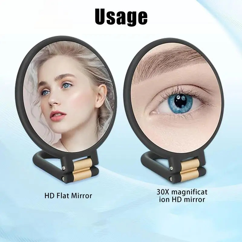 30X Magnifying Makeup Mirror Foldable Round Double Side Tabletop Qme
