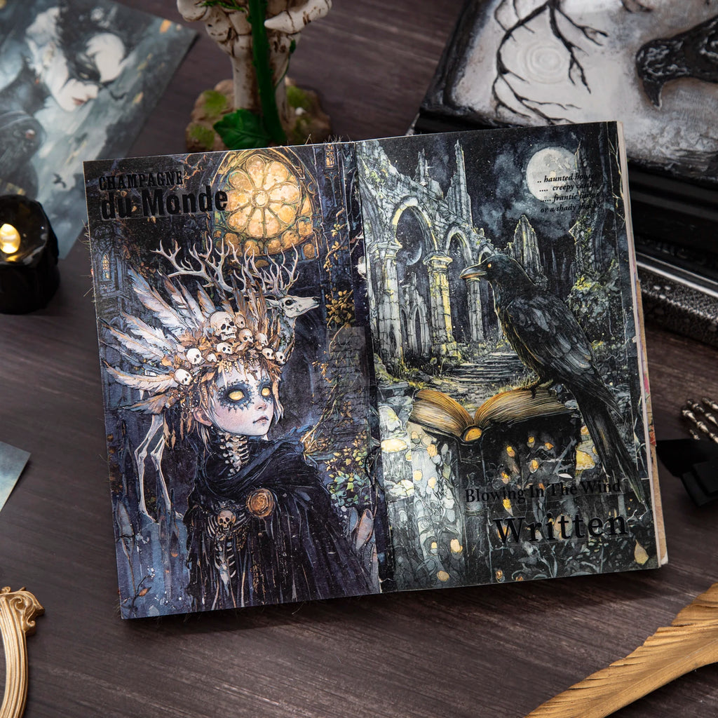 30sheets/bag Gothic Dark Fantasy Writing Paper for Journal Notebook DIY Scrapbooking Card Decoration Gift Wrapping Background Qme