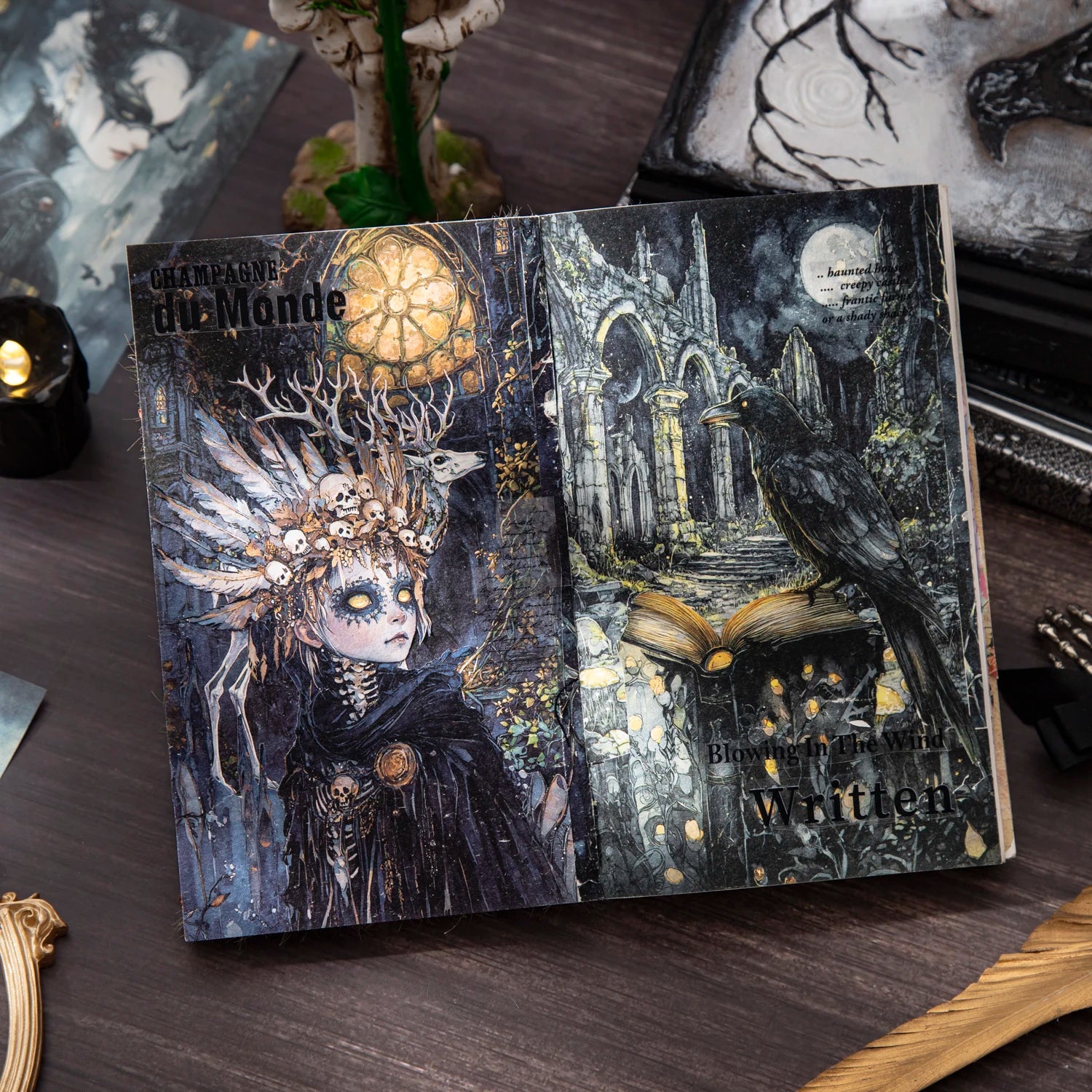 30sheets/bag Gothic Dark Fantasy Writing Paper for Journal Notebook DIY Scrapbooking Card Decoration Gift Wrapping Background Qme