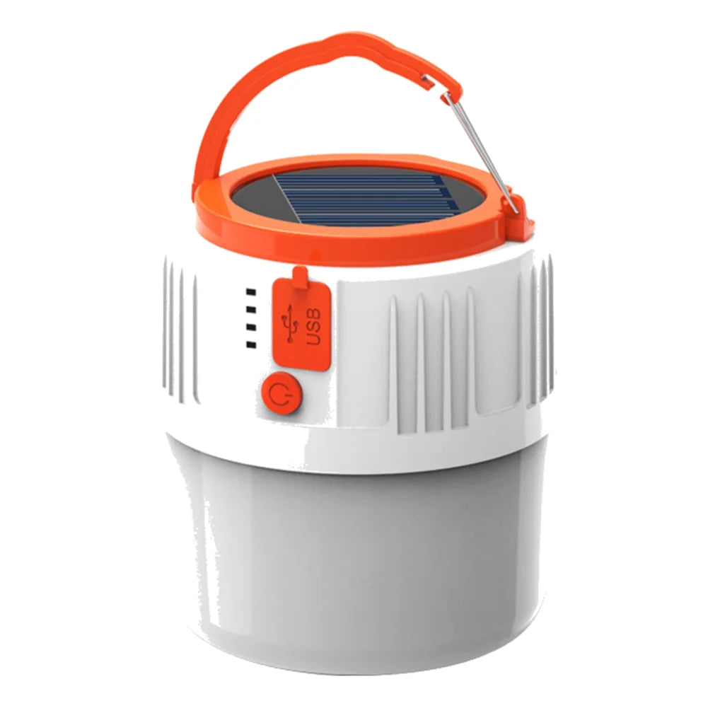 Super Bright Camping Light Bulb Solar LED 5 Lighting Modes USB Rechargeable Power Bank Outdoor BBQ Tents Hanging Emergency Light Qme 1 PCS