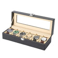6 Slot PU Leather Lockable Watch Storage Boxes, Men & Women's Jewelry Display Drawer Case, 1-tier Organizer Watch Showcase Qme 6 slot