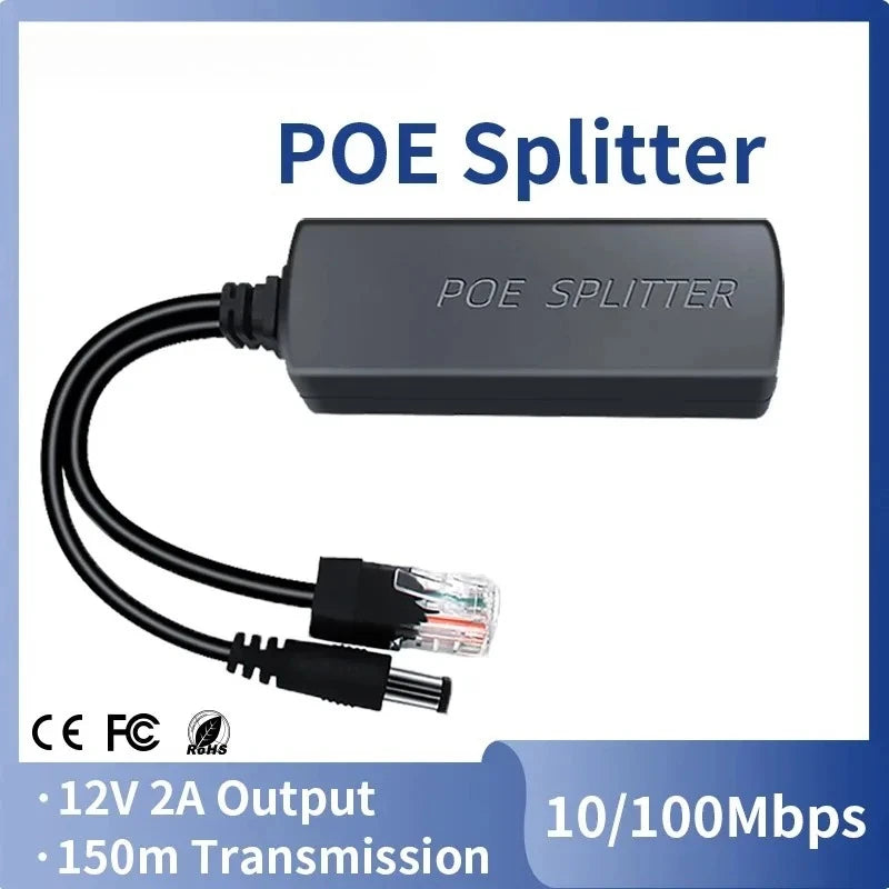 1PCS POE Splitter 48V to 5V 2.4A Gigabit Power Supply Module with Isolation Power Separation Cable Qme