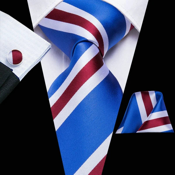 Professional Mens 3-Piece Suit Set: Necktie, Pocket Square & Cufflinks, Classic Design for Wedding Qme DPTH-LDSN3278