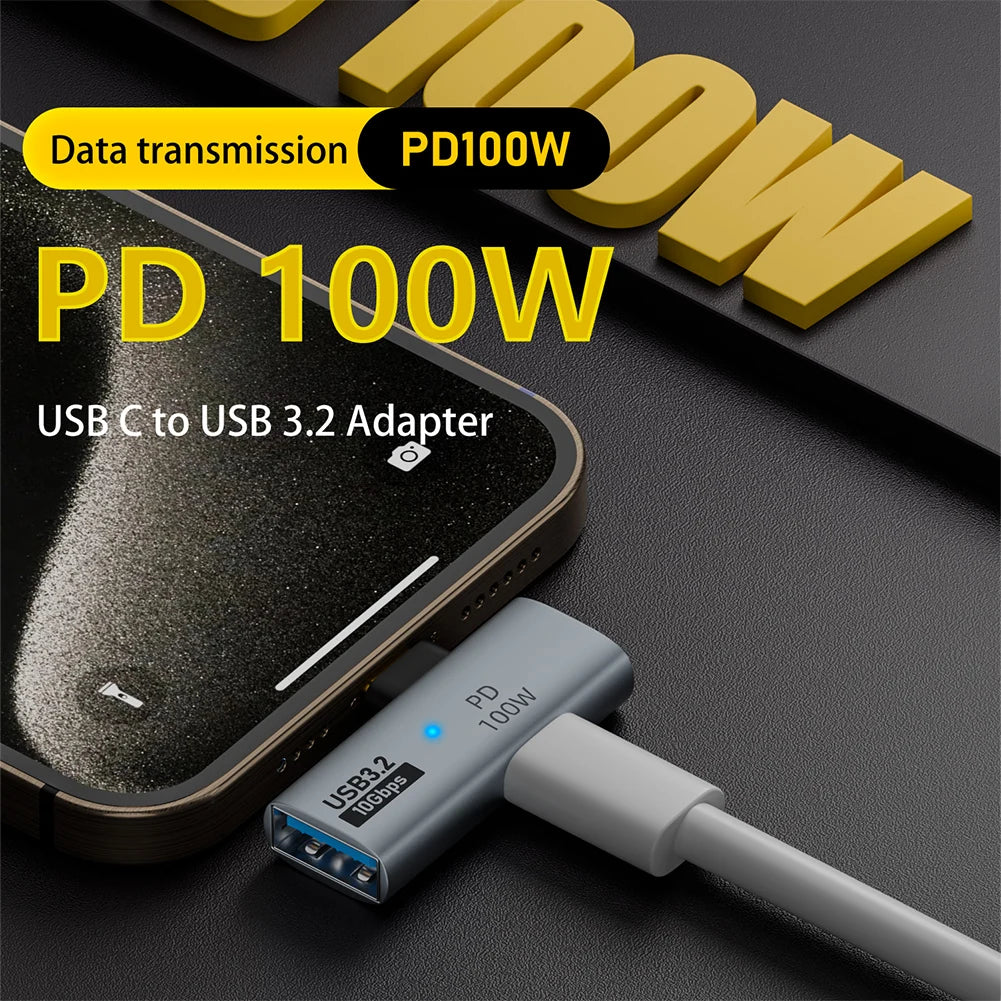 2-in-1 Type C 3.2 OTG Splitter 10Gbps USB C To USB 3.2 Adapter with Type C 100W PD Fast Charging for iPhone 15 Tablet Qme