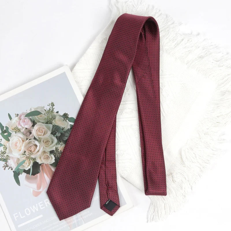 Men's Luxury Burgundy Jacquard Ties Mens Necktie Paisley Groom Neck Qme