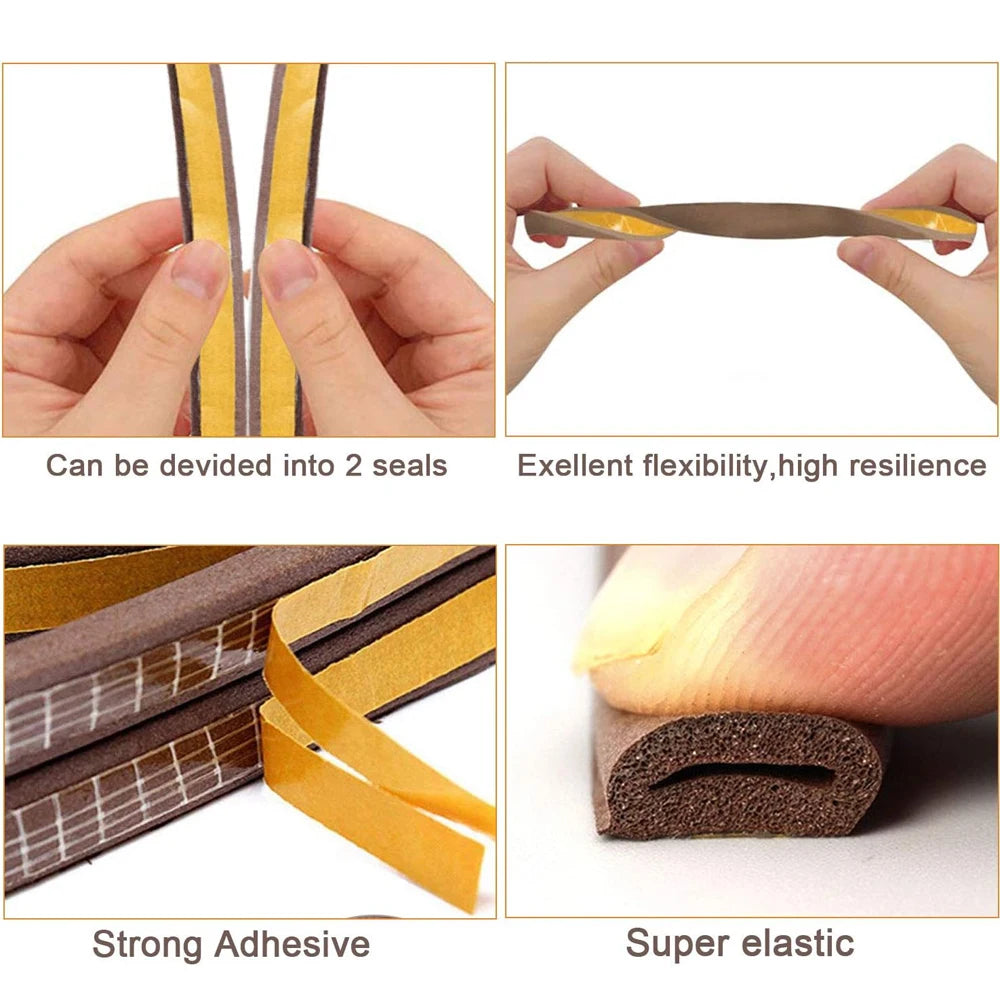5M/10M Window Weather Strip DIEP Self-adhesive Acoustic Rubber Foam Seal Strip Tape Windproof Insulation Door Weatherstripping Qme