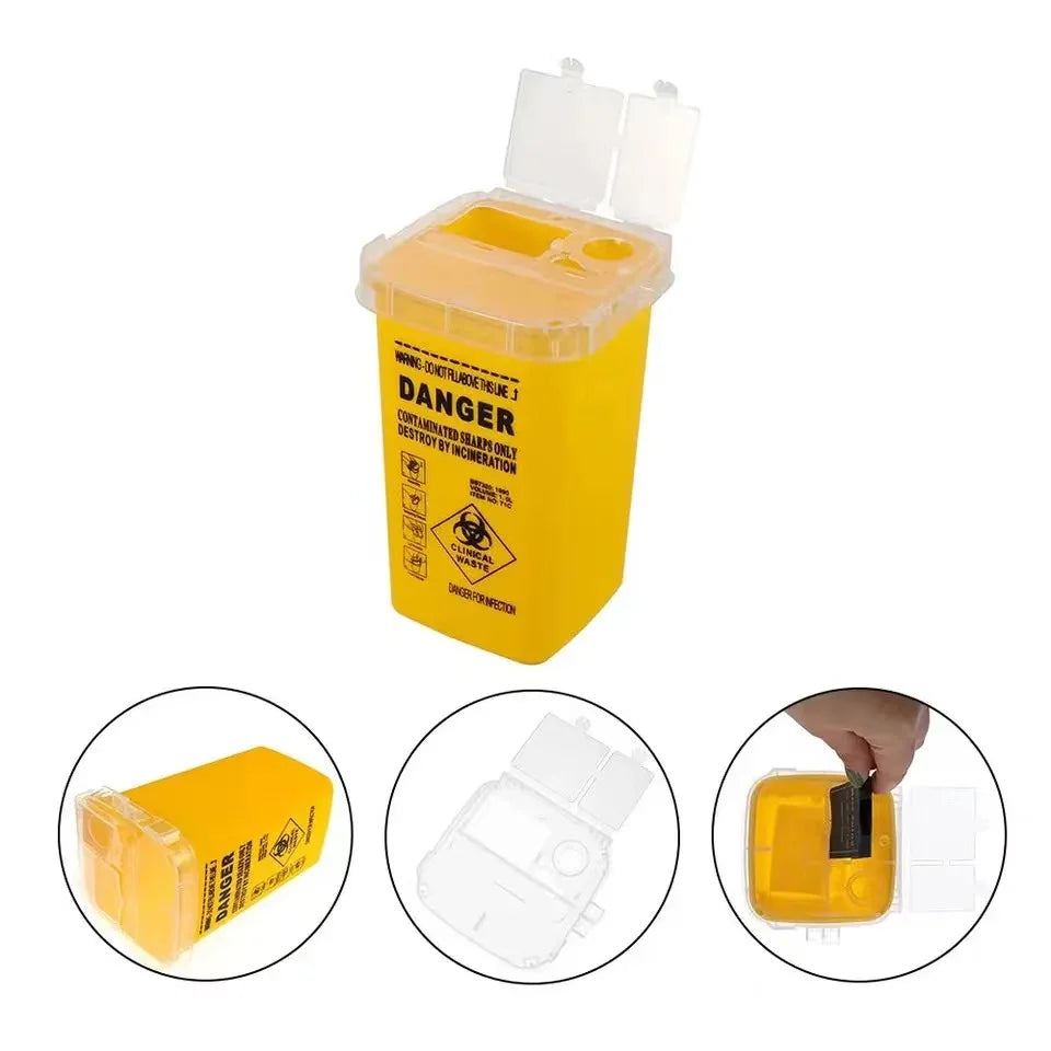 One 1L Capacity Sharps Container Medical Needles Bin Biohazard Tattoo Piercing Disposal Collect Box Tattoo Artist Waste Box Qme