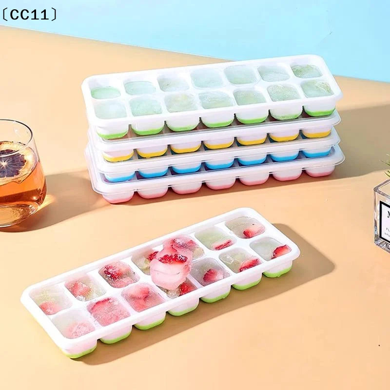 Silicone Square 14 Cube Easy Release Molds Tray Mold Lid Kitchen Bar Qme