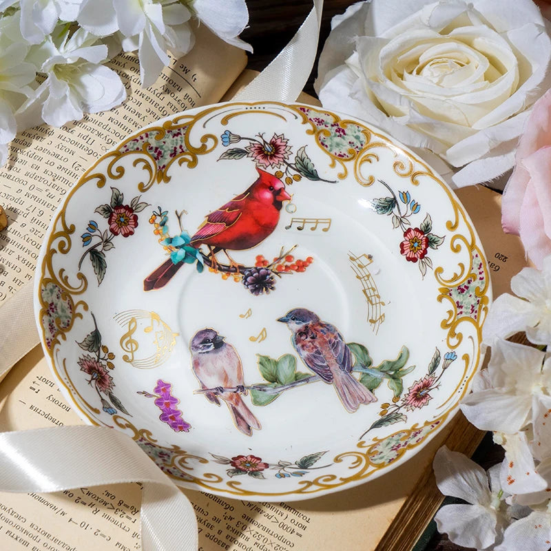 2 pcs/lot Bronzing Flowers birds flat Stickers colorful bird Decorative sticker Diy Scrapbooking material Craft Supplies Qme