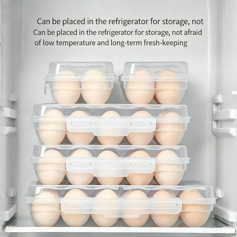 1pc Portable 6/15/24 Grid Egg Storage Box with Lid Durable Plastic Egg Storage Box Anti-collision Space-saving Egg Tray Qme