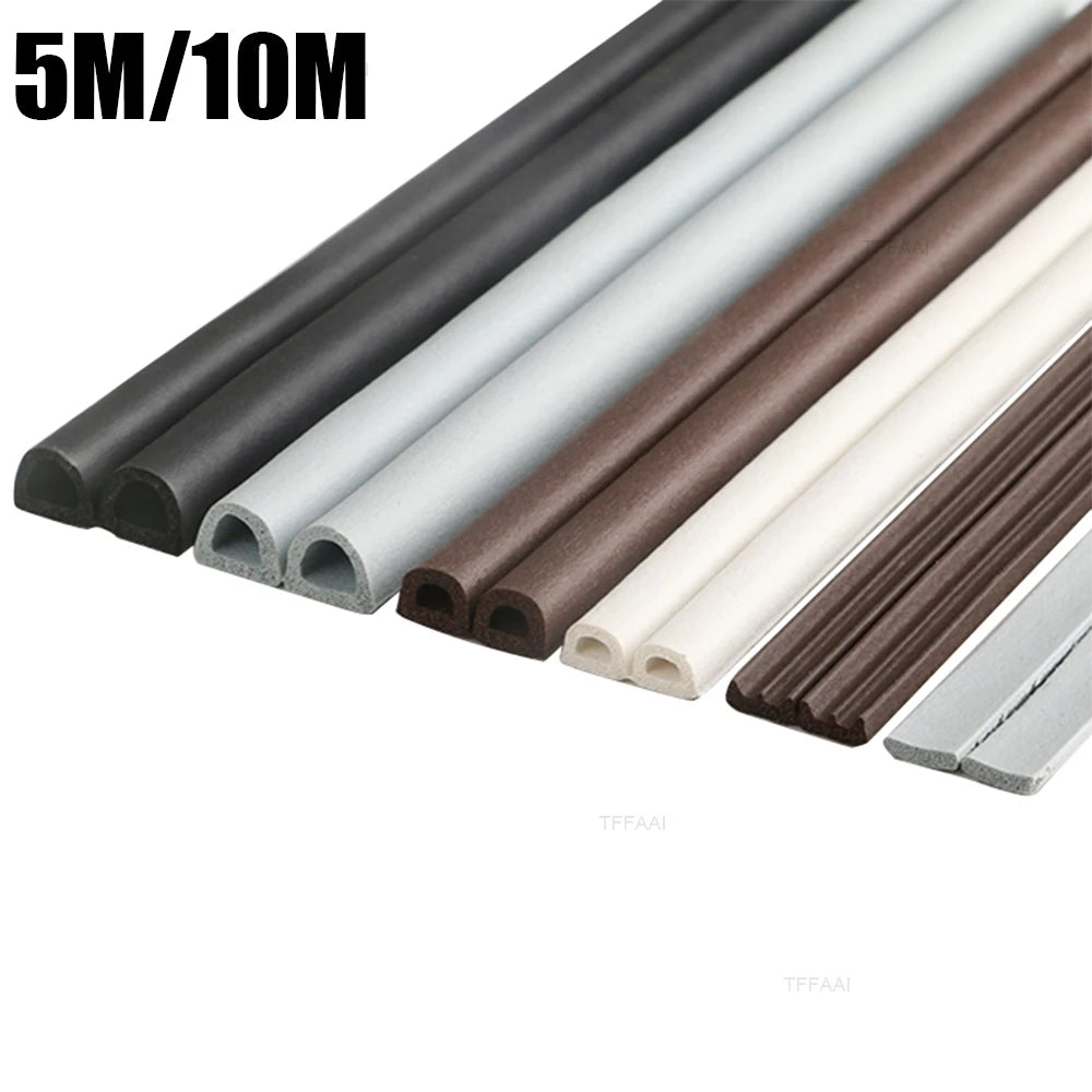 5M/10M Window Weather Strip DIEP Self-adhesive Acoustic Rubber Foam Seal Strip Tape Windproof Insulation Door Weatherstripping Qme