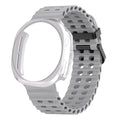 Case+Strap for Samsung Galaxy Watch 7 Ultra 47mm Sport Silicone Band Bracelet PC Case Protective Cover for Galaxy Watch 7 Ultra Qme grey silver Galaxy Watch 7 ultra