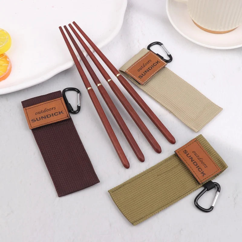 Mahogany Folding Chopsticks Outdoor Camping Picnic Travel Tableware Qme