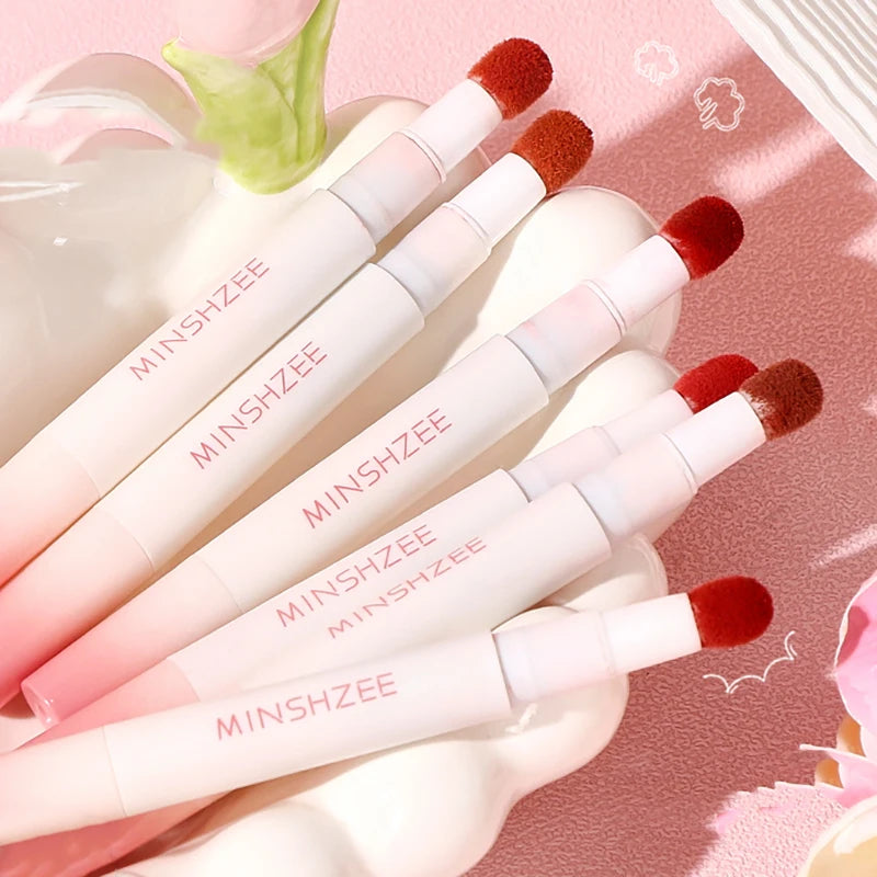 Liquid Lipstick With Cushion Applicator Velvet Matte Lip Gloss Moisturizing Creamy Soft Liquid Blush Lip Stick Multi-uses Makeup Qme