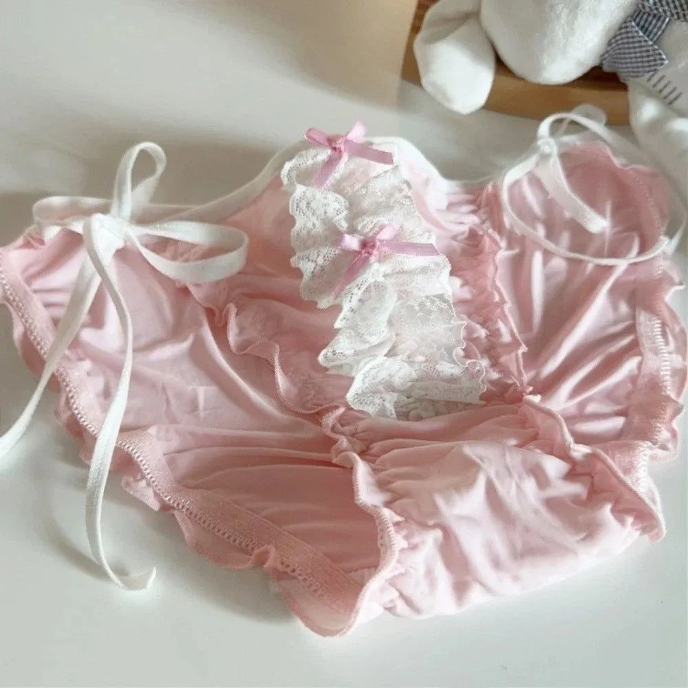 Underpants Low Waist Lace Underwear Up Lingerie Sweet Ruffle Briefs Qme