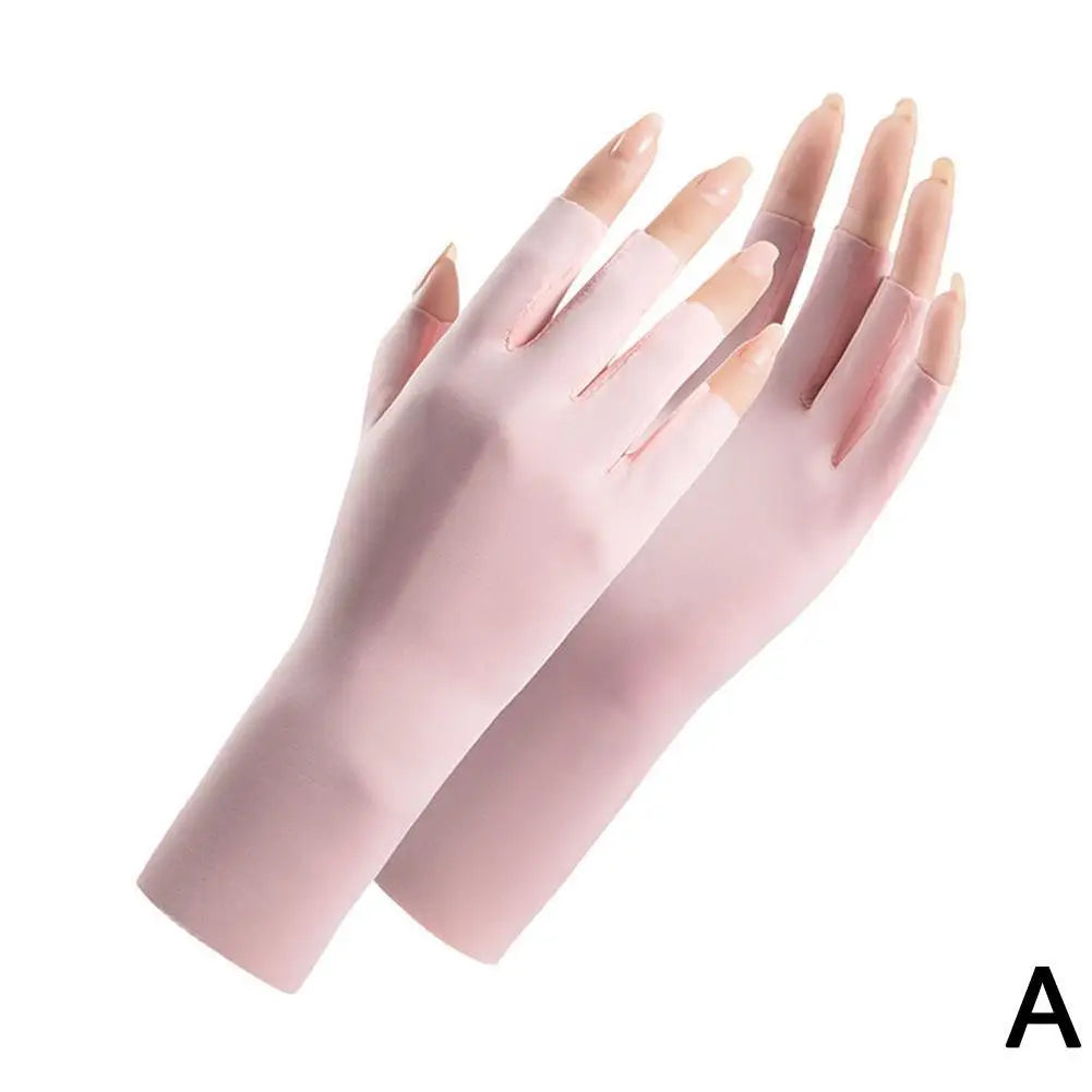 1 Pairs Sunscreen Gloves For Women Nail Art Gel UV LED Lamp Tool Nail Art Glove UV Protection Gloves Protecter Gloves Qme pink