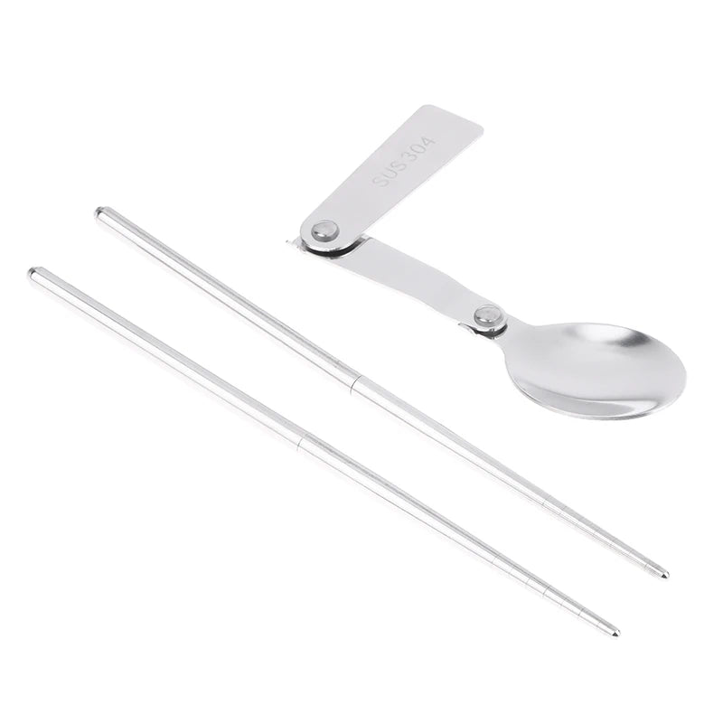 Portable Outdoor Cutleries Stainless Steel Spoon Fork Chopstick Qme
