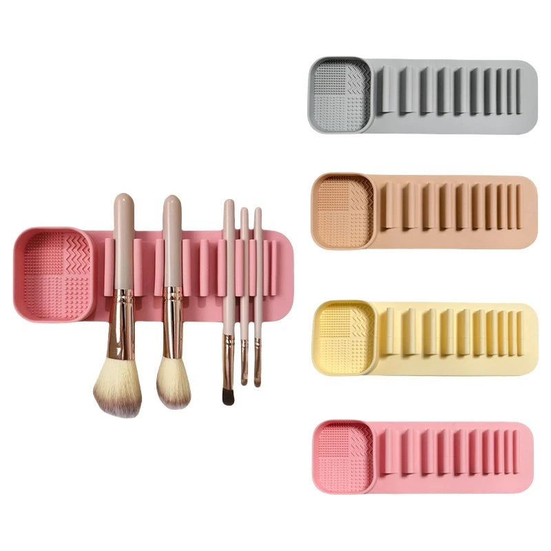 1/2/3/4 Pcs Silicone Makeup Brush Cleaner Tool Wall Mounted Suction Cup Makeup Brush Drying Rack Cleaning Drying Makeup Brush Qme