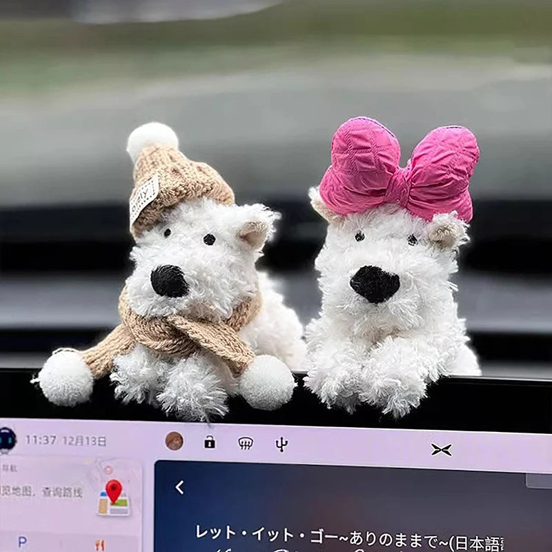 Cute Puppy Car Windshield Wiper Decorations Interior Plush Doll Qme