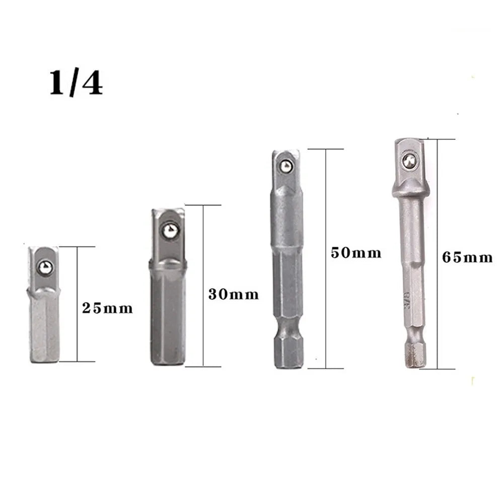 1/4pcs Socket Adapter Power Drill Square Head For Screwdriver Head Drill Bit Shank Extension Nut Driver Sockets Power Tools Part Qme 4pcs(all sizes)