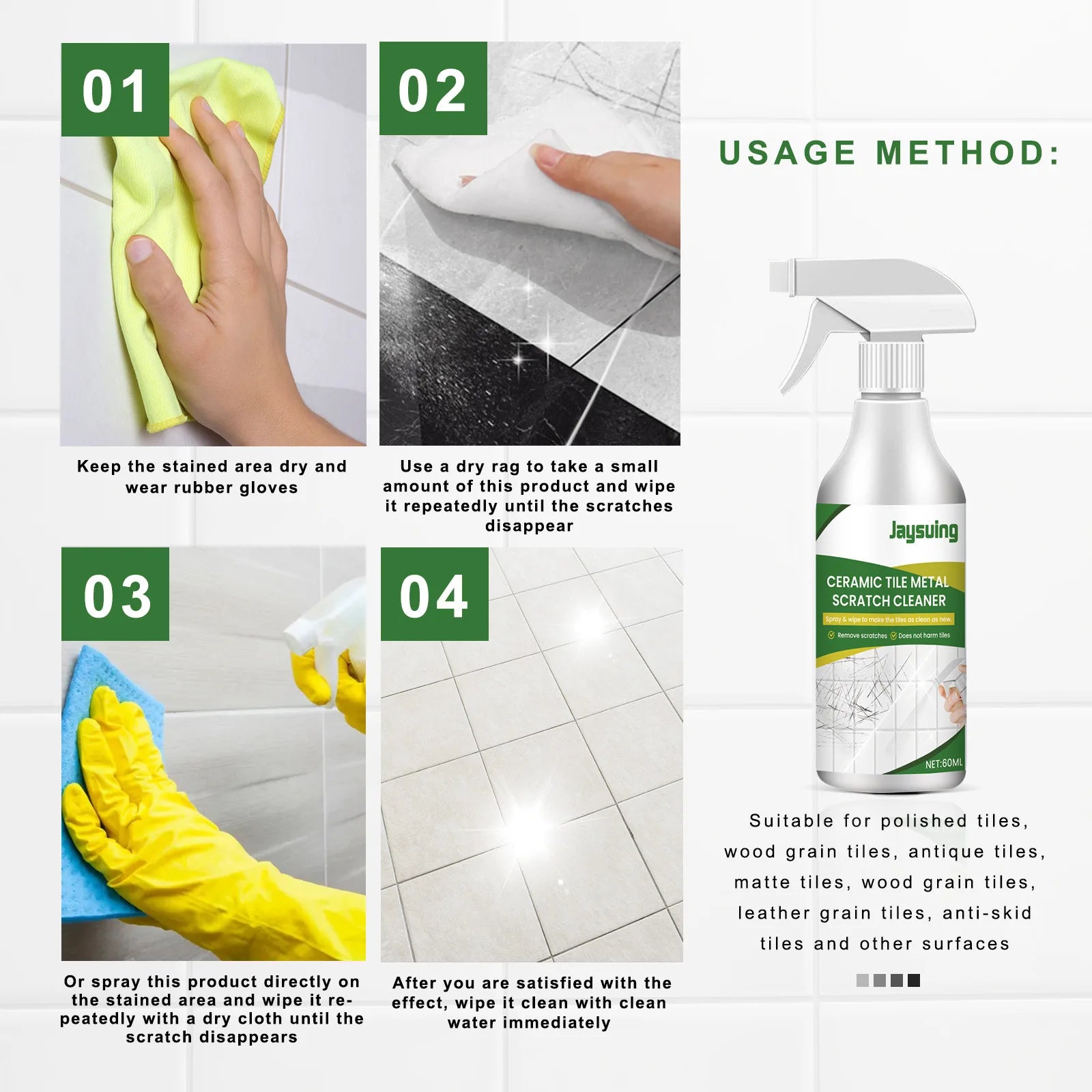 Ceramic Tile Scratch Remover Marble Scratch Repair Agents Powerful Decontamination Floor Cleaner Tile Brightening Cleaning Tools Qme