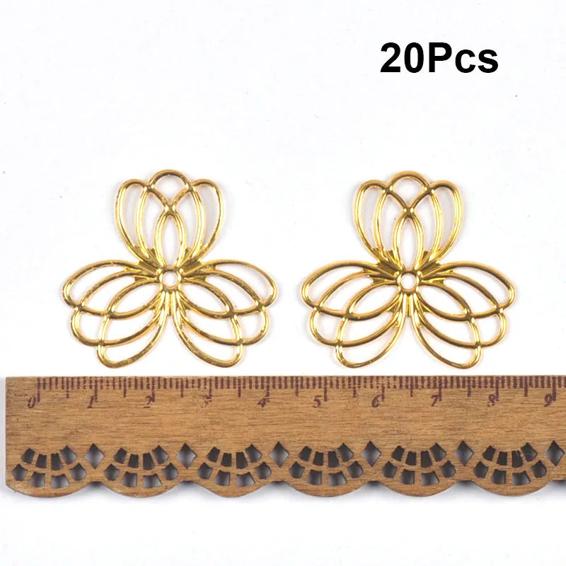 Flowers Antique Filigree Wraps Connectors For DIY Jewelry Accessories Findings Making Scrapbook Supplies Home Decor Metal Crafts Qme 35X37mm 20pcs