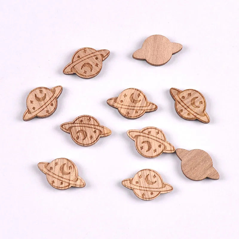 20Pcs 10-25mm Vintage Mix Pattern Bee/Cat/Mushroom/Diamond Wood Pendant Crafts DIY Scrapbook Handmade Supplies Hanging Ornaments Qme 11