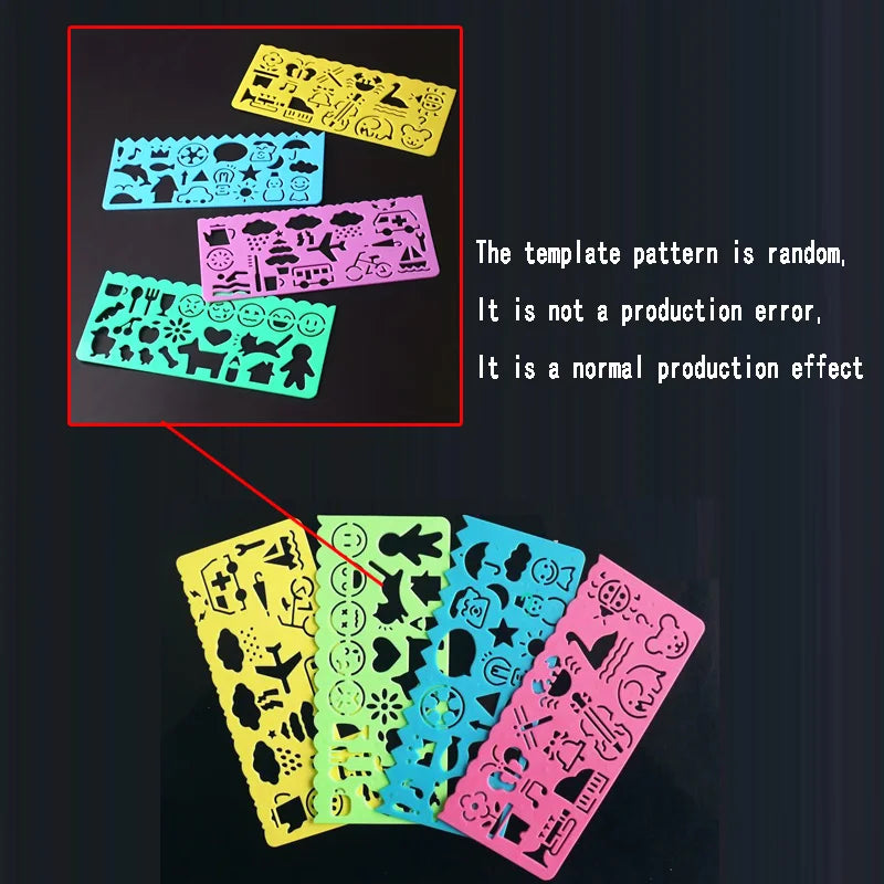 Plastic Drawing Stencils Set Plastic Ruler Animals Painting Templates Colorful Drawing Scale Template DIY Crafts Set Qme
