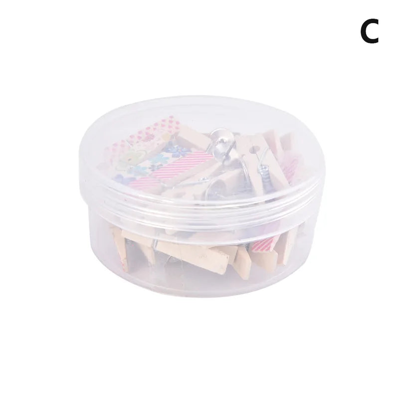 Box Office School Stationery Pins Durable Wooden Clip Push Decorative Qme C