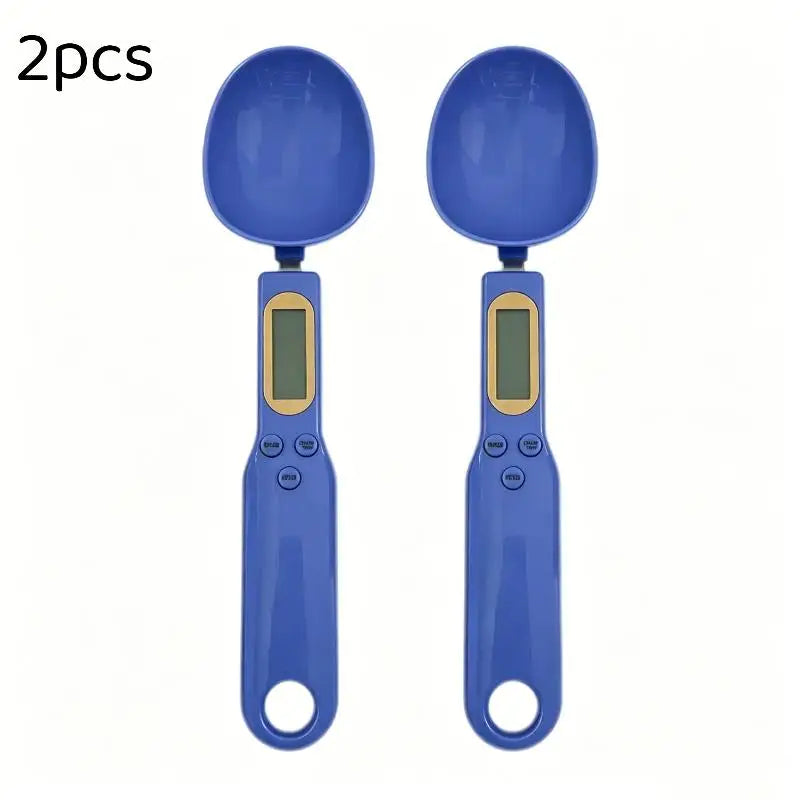 1 0 1- LCD Digital Food Scale Measuring Spoon Coffee Powder Milk Qme Blue 2pcs
